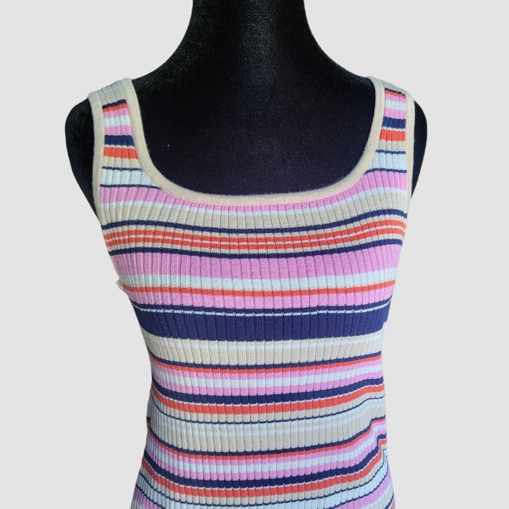 Y2K Striped Tank Top Dress Body Con - Picture 2 of 9